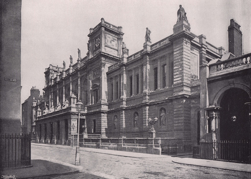 London University - From the Corner of Cork street. London 1896 old print